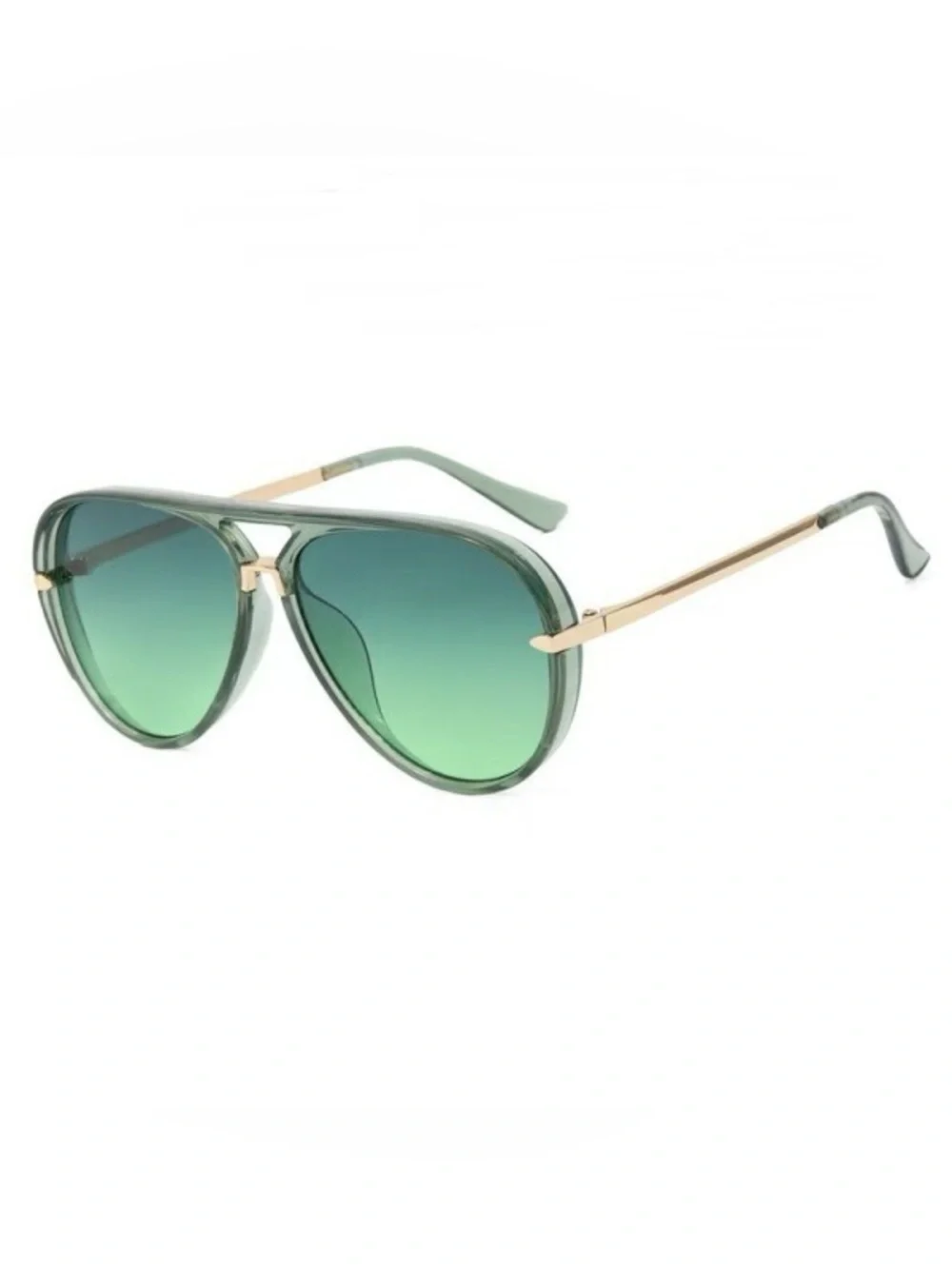 Oversized Sage Green Aviator Sunglasses | Green Gradient Lenses